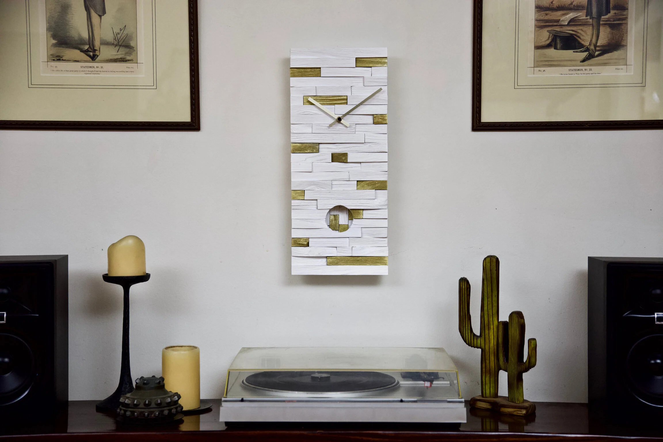 Split Wood Pendulum Clock Art - Johnny Golden 0001 — Korzen Designs